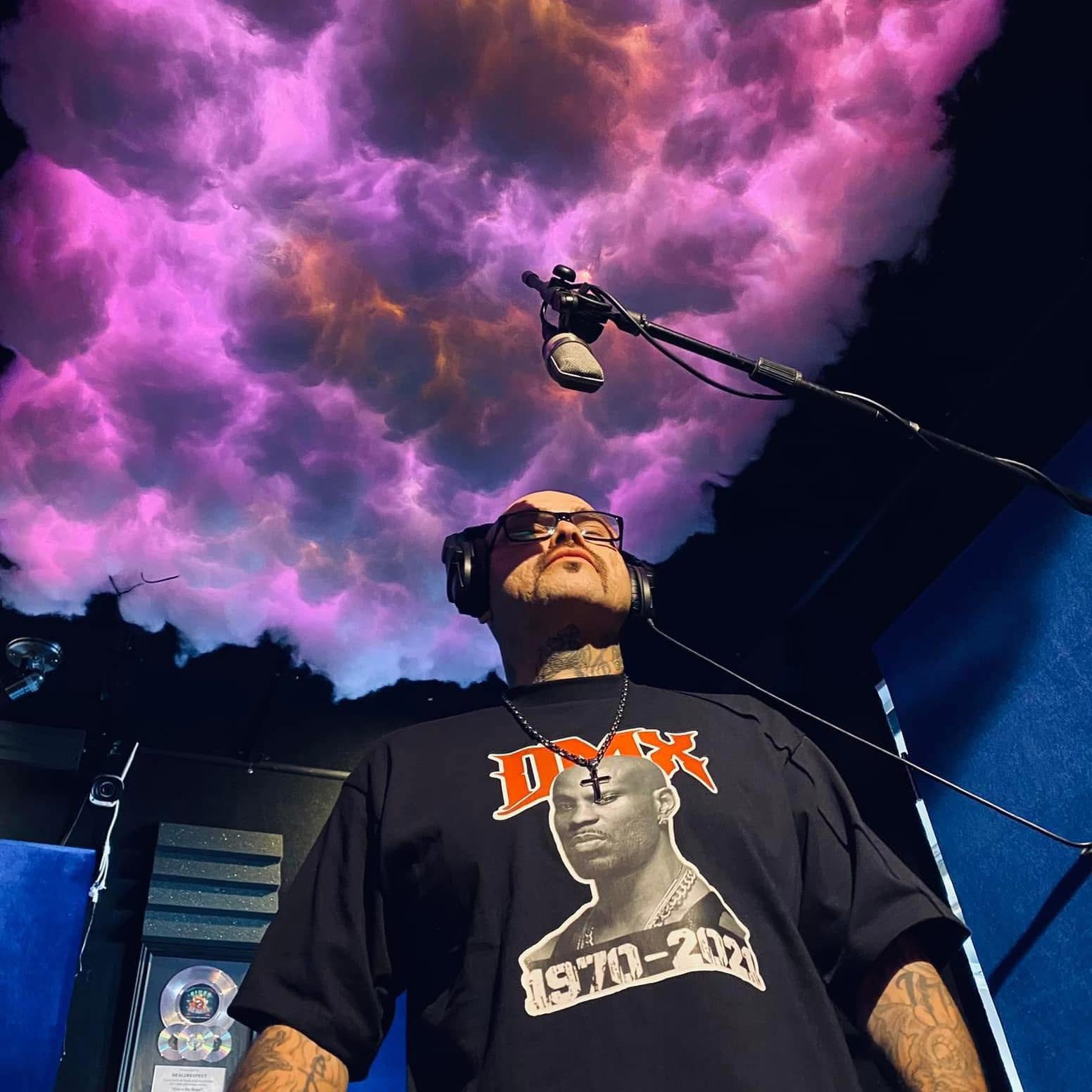 DB REBORN in the studio under purple smoke